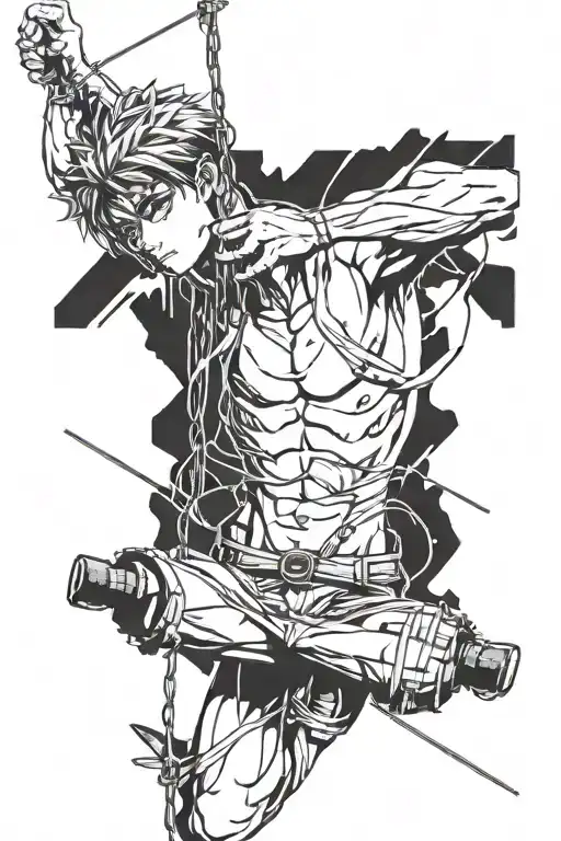 Guy Hanging On Strings With The Strings Being Cut