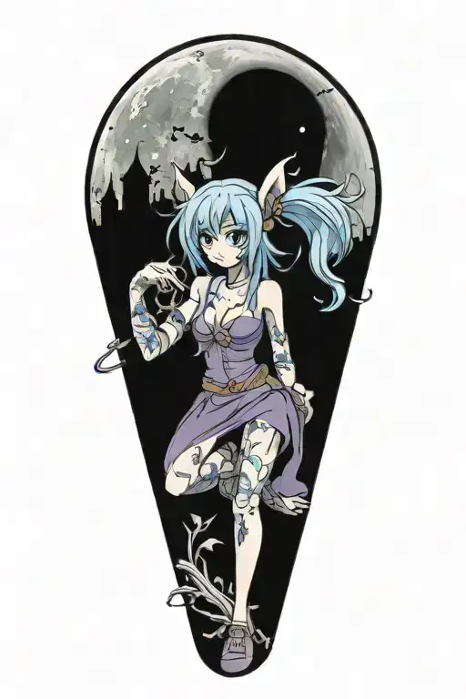 Misdreavus In Graveyard Under A Full Moon