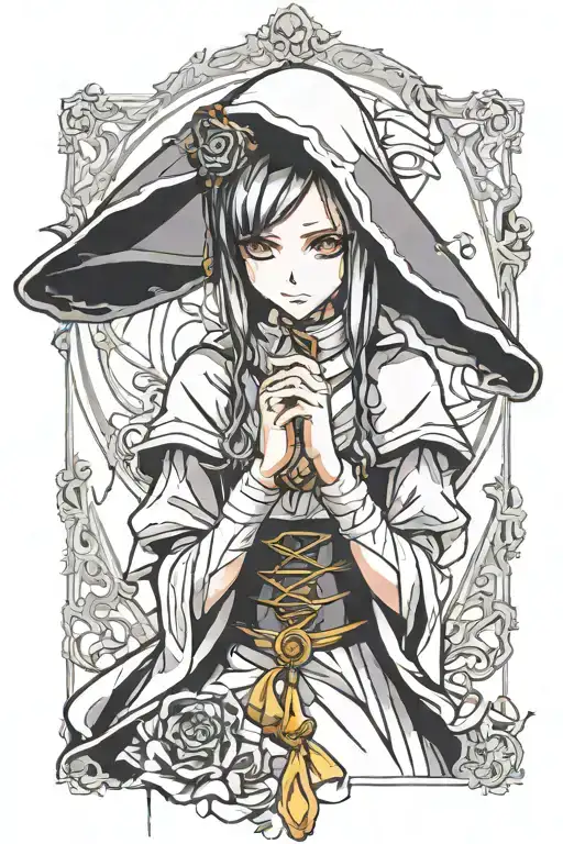 Gothic Looking Nun Shushing