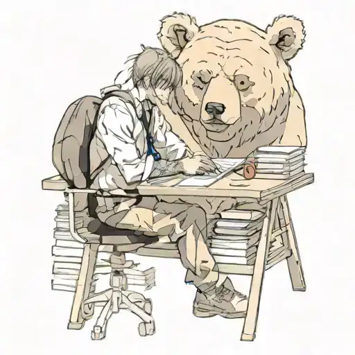 Man At Desk With Bear Behind Him