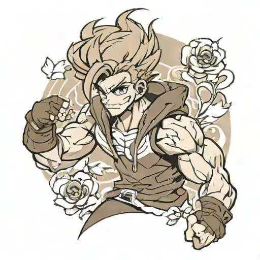 Powderpuff Girl Blossom As A Brown Male With Muscles And A Fade Haircut