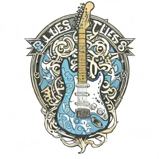 Blues Testicles' Text And Stratocaster Guitar Merging