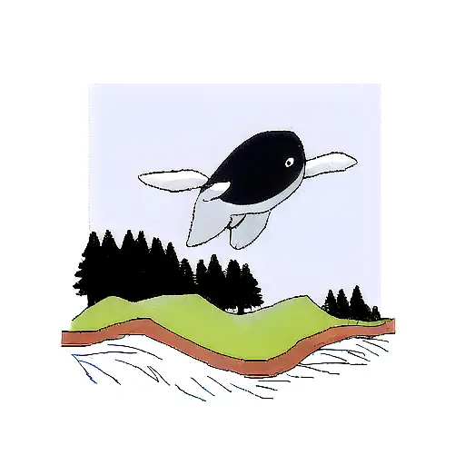 A Whale Jumping Over A Mountain Range