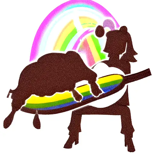 A Silhouette Of A Sheep With Rainbow-colored Wool Playing A Guitar