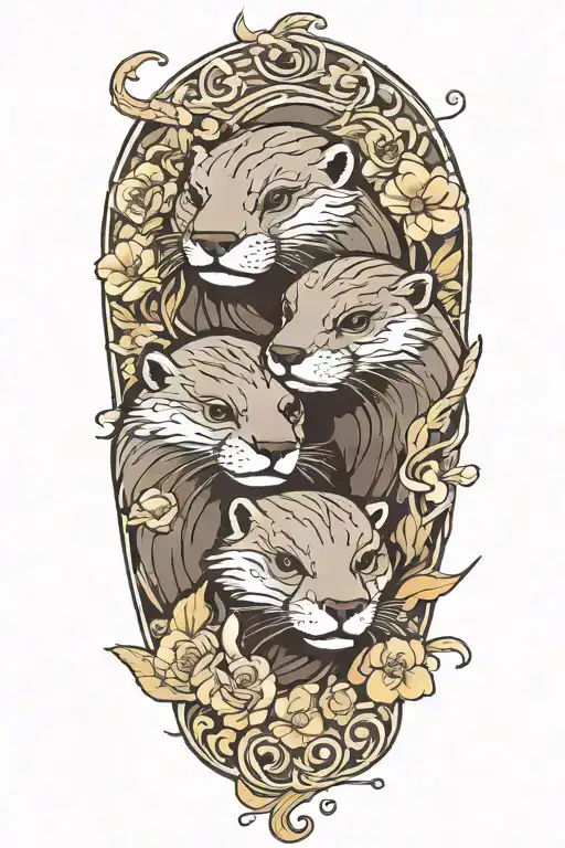 Fantasy Themed Tattoo Design Featuring A Pair Of Otters