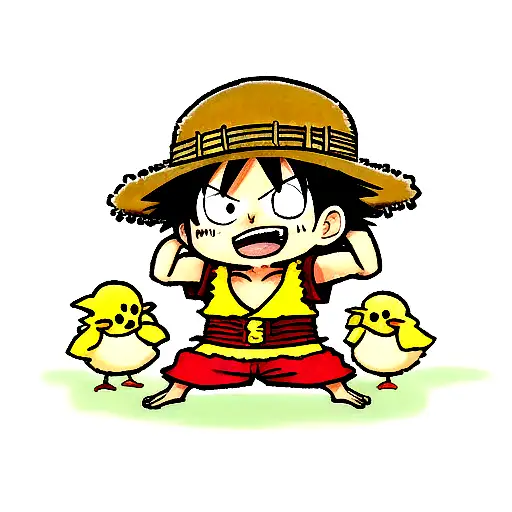 Little Chick Upon Luffy's Hat