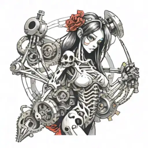 Mechanical Skeleton Girl Standing