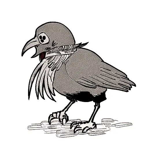 A Crow Carrying A Skull As If It's Singing