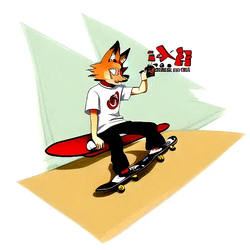 Fox On A Skateboard Smoking A Joint