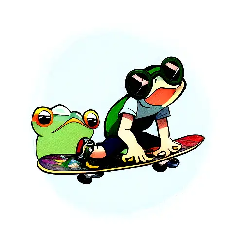 Frog With Sunglasses On A Skateboard