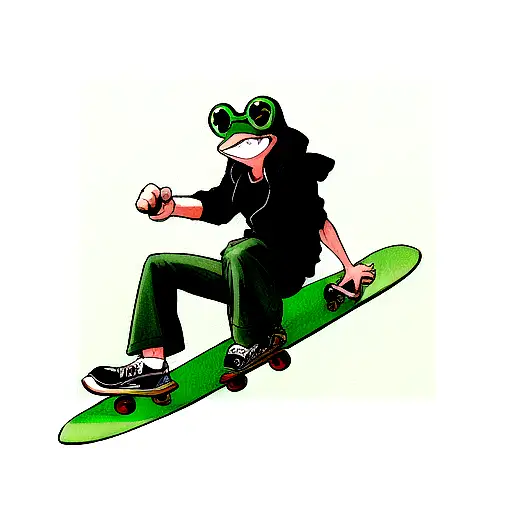 Frog With Sunglasses On A Skateboard