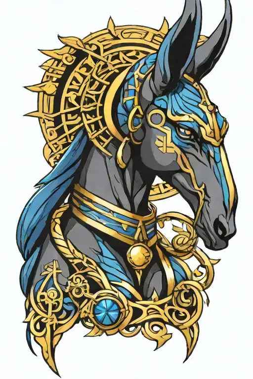 Anubis Ankh Yellow Blue