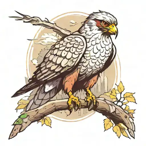 Falcon Against The Background Of Forest And Nature