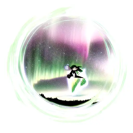 Aurora Boreal And Shooting Star In The Mountains