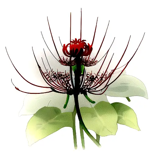 Red Spider Lily With A Sky Blue Color Butterfly