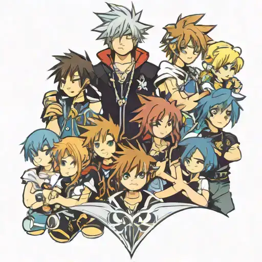 Kingdom Hearts With 2 Adults One Male One Female And 4 Kids 2 Boys 2 Girls