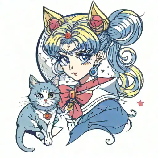 Sailor Moon And Her Cat Luna
