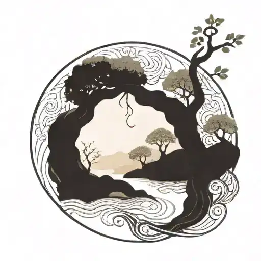 A Winding River With A Rowan Tree Beside It