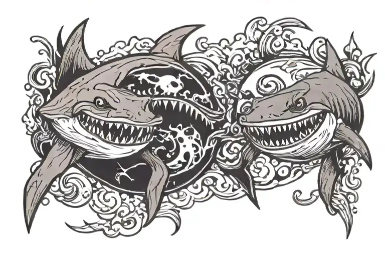 Shark And Sloth Ying Yang