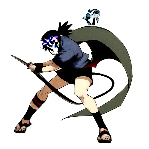 A Squirtle With A Naruto Headband And A Demon Slayer Sword