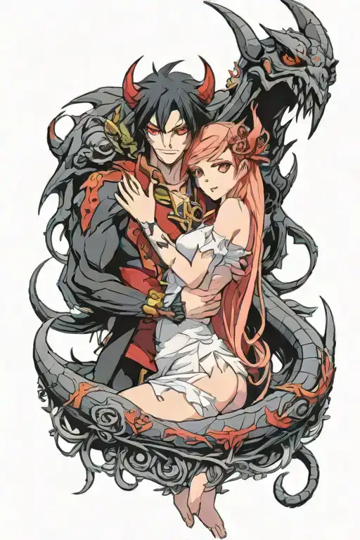 Demon Holding Pretty Girl