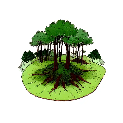 A Forest Landscape With Trees Made Of Chemical Formulas