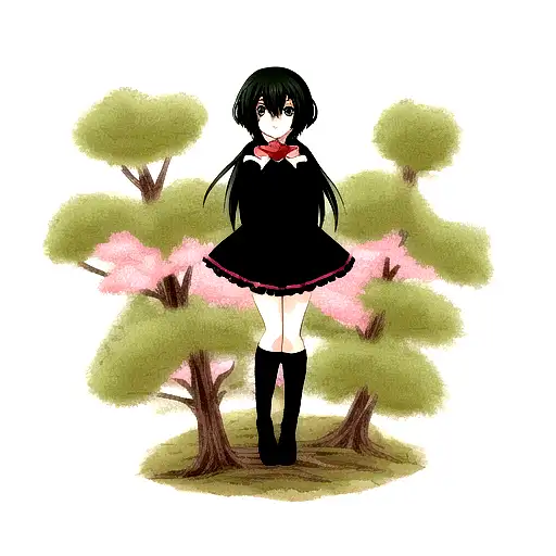 Anime Nature Girl Black