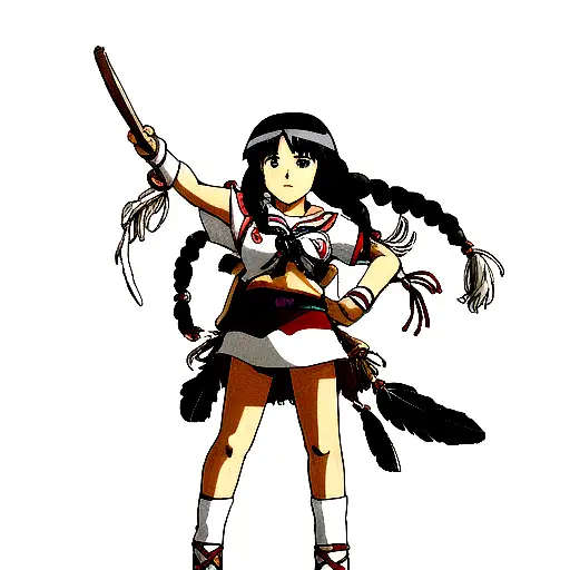 Native American Girl With Feathers And Braids