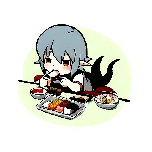Cute Dragon Eating Sushi Roll