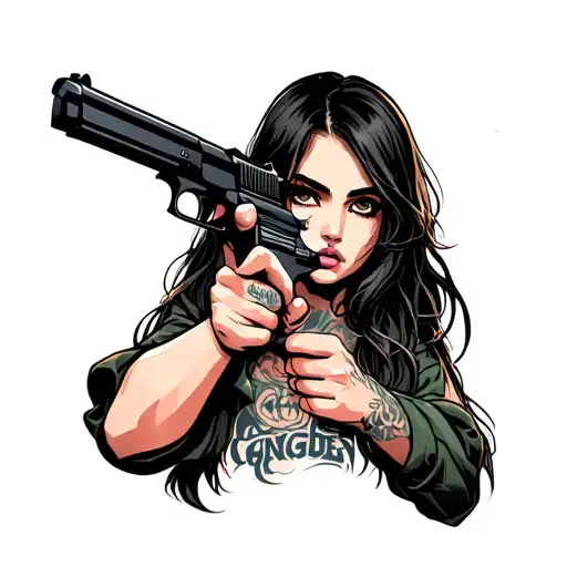 Gangster Girl Holding A Gun