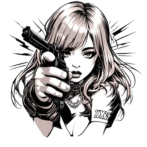 Gangster Girl Holding A Gun