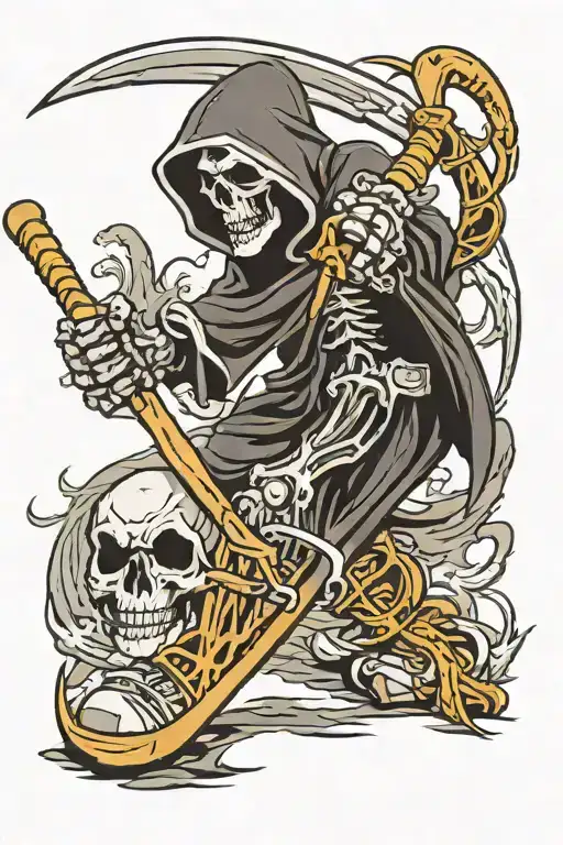 Grim Reaper Holding Hockey Stick