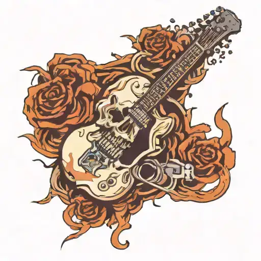 Skull And Electric Guitar