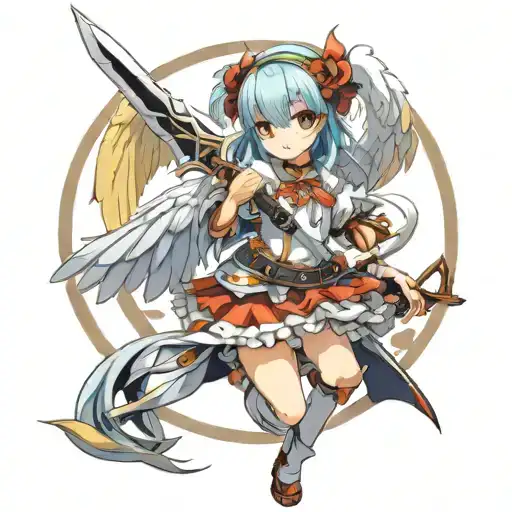 Anime Loli Angel Holding Sword