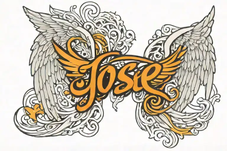 Jose Name Written With Angel Wings