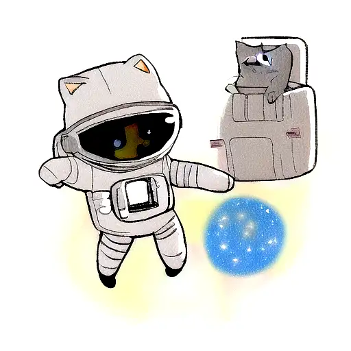 A Cat Astronaut Exploring A Galaxy