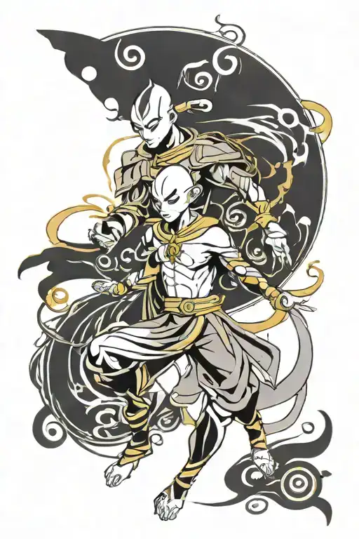 Tui And La From Avatar Legend Of Aang In And Yan Colora Black Qnd Gold