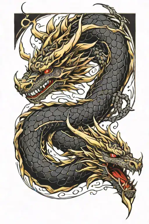 Sleeve Dragon Scale Black Gold Old