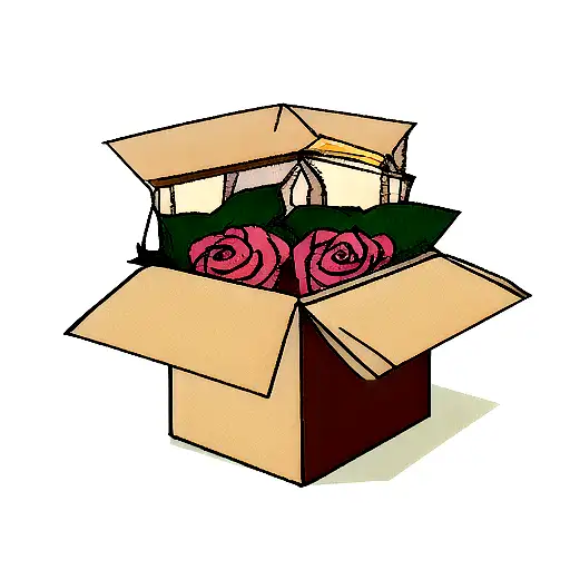 Cardboard Box With A Rose