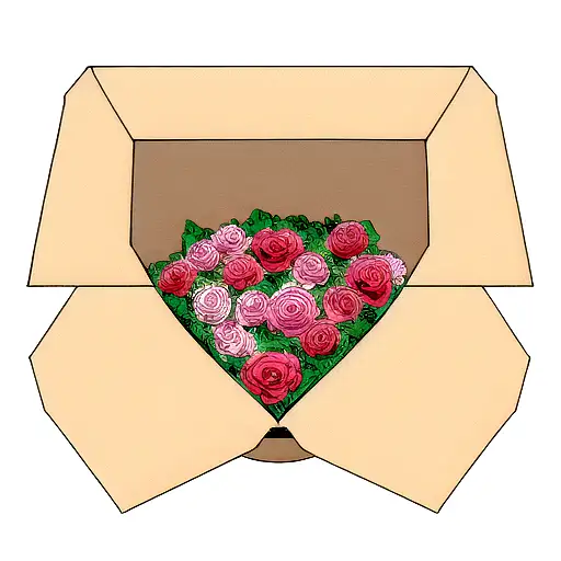 Cardboard Box With A Rose Label