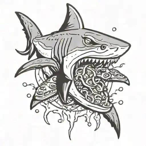 Beautiful Shark Eating Pizza