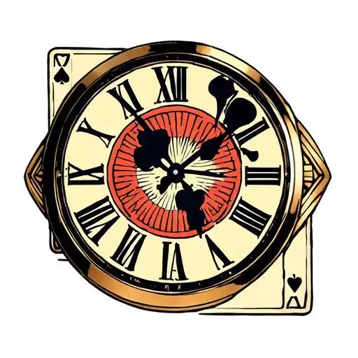 Clock With Cards And With One Piece
