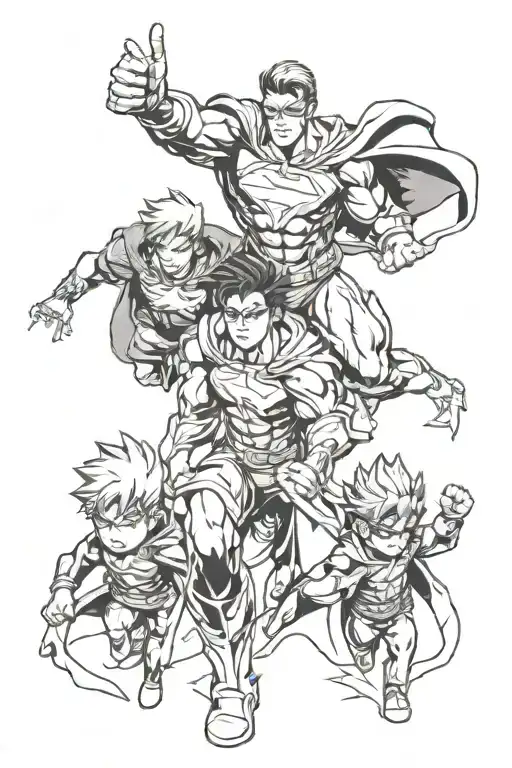 Father And Twin Boys Super Hero