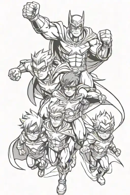 Father And Twin Boys Super Hero