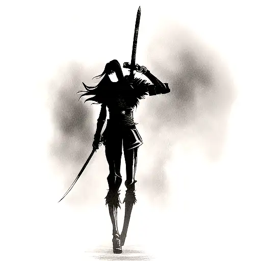 Anime-inspired Dark Fantasy Scene With A Powerful Warrior Wielding A Sword