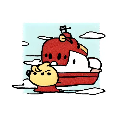 Red Line With Going Merry On Bottom In Black And Thousand Sunny On Top In Color