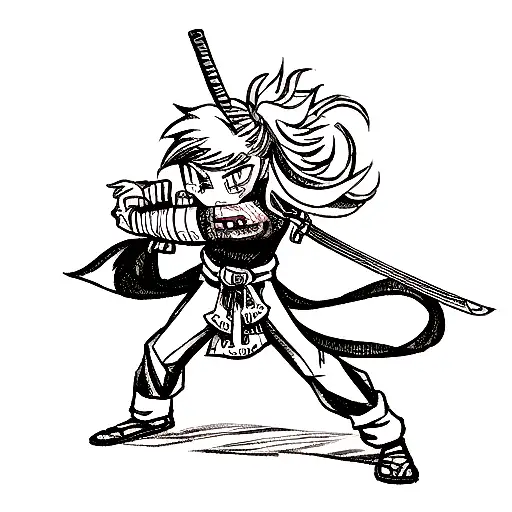 Design A Traditional Tattoo Featuring The Iconic Demon Slayer Sword