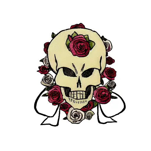 Skull And Two Roses