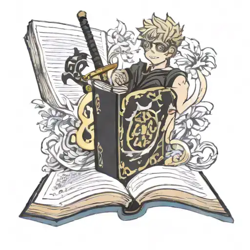 Asta Sword Coming Out Of His Grimoire Book From Black Clover