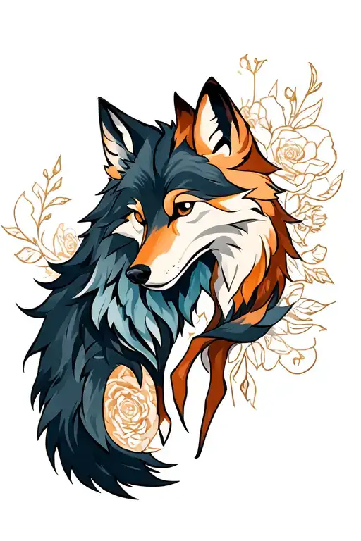 Wolf And Fox Intertwined